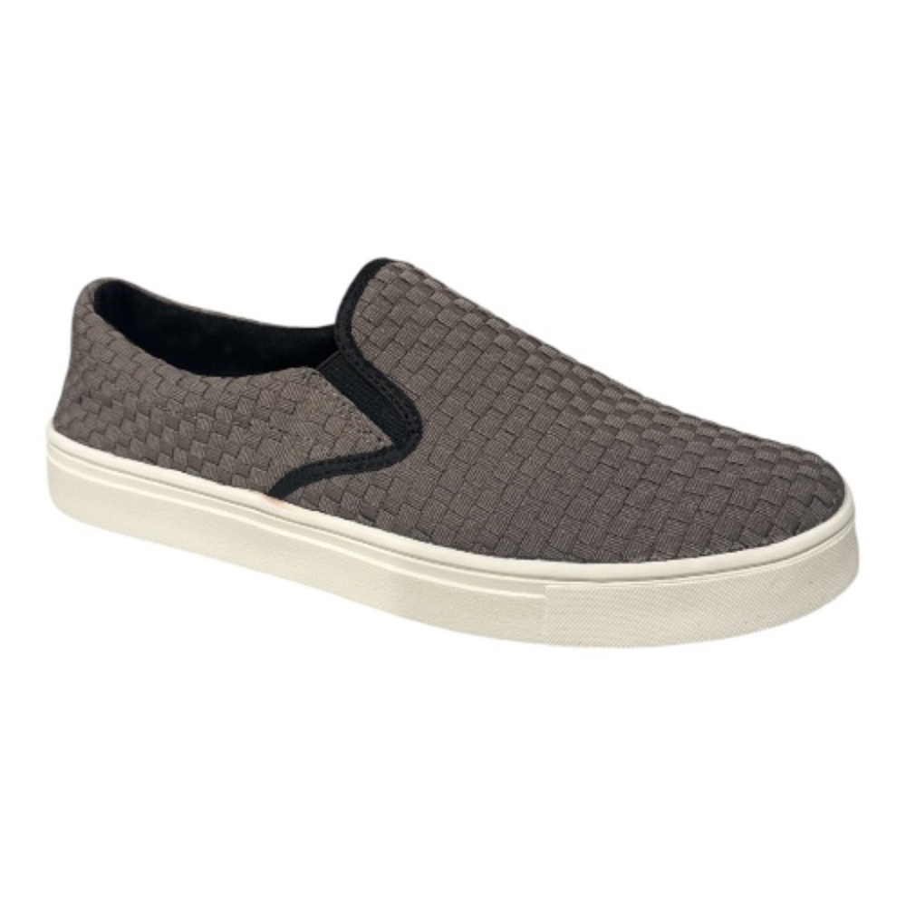 Bernie Mev Woven Elastic Slip On Sneakers Grey Black Mens Loafers Low Top NWB